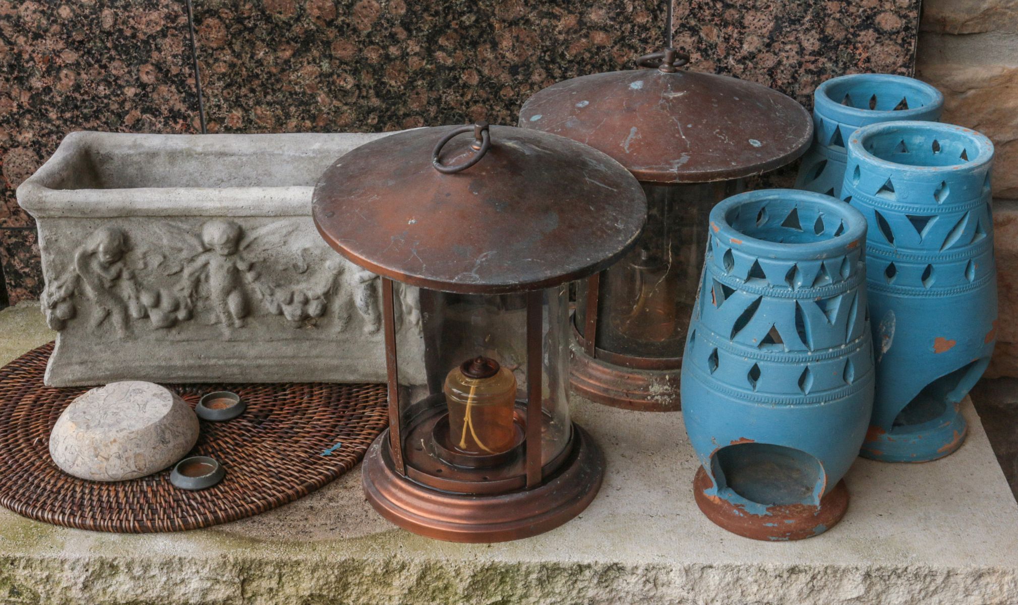 PATIO LANTERNS AND PLANTERS