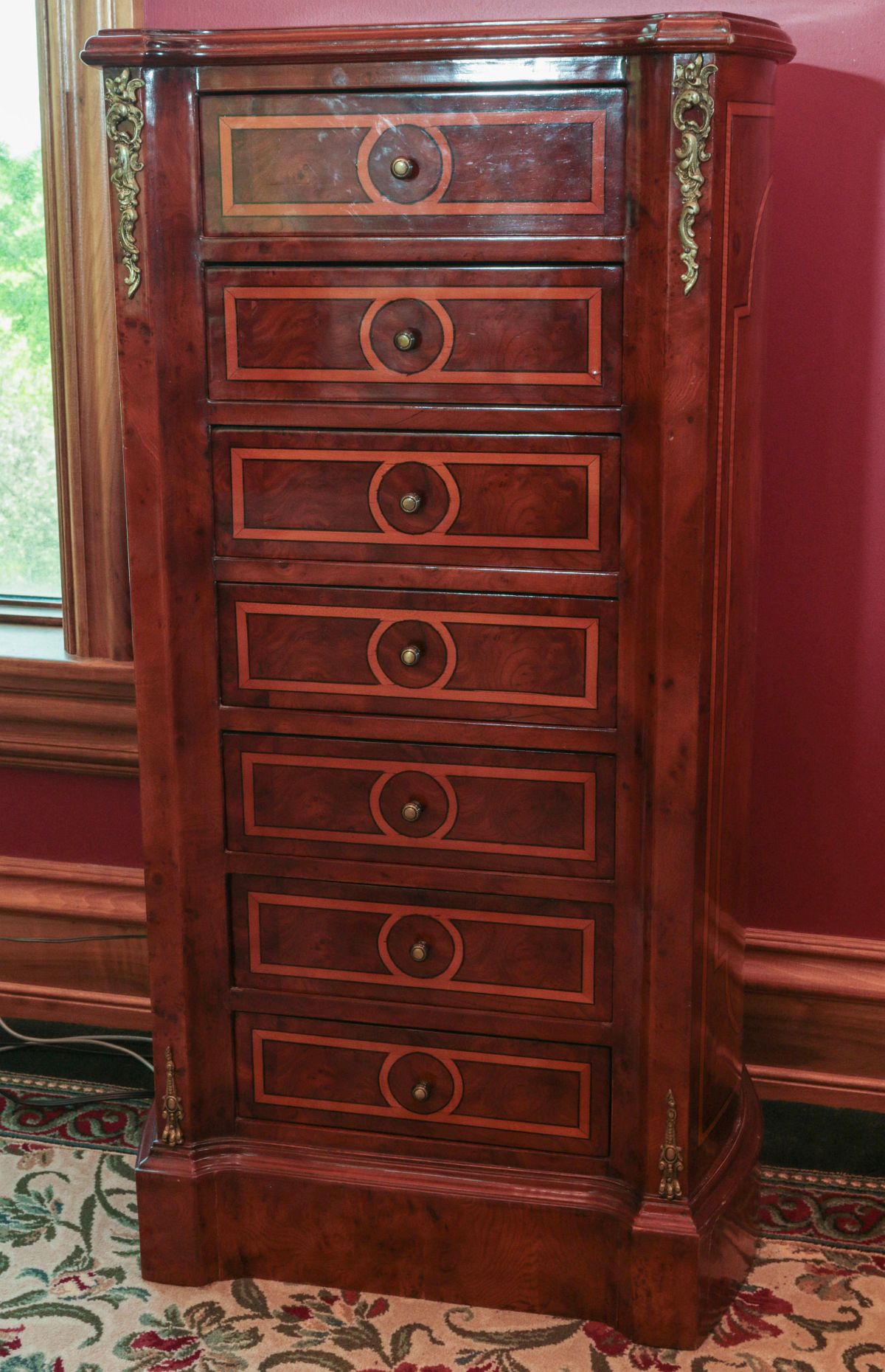 FRENCH STYLE LINGERIE CHEST WITH ORMOLU AND INLAY