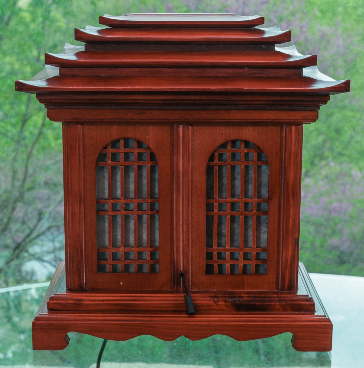 AN ASIAN STYLE PAGODA FORM WOOD LANTERN