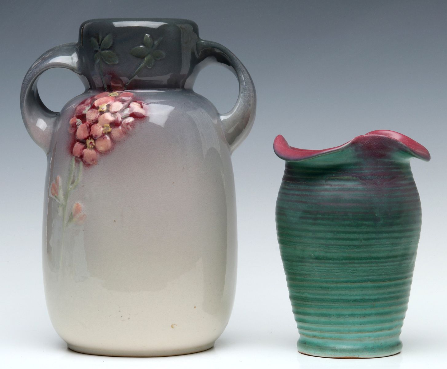 WELLER 'FORETTA' AND 'FLERON' ART POTTERY VASES