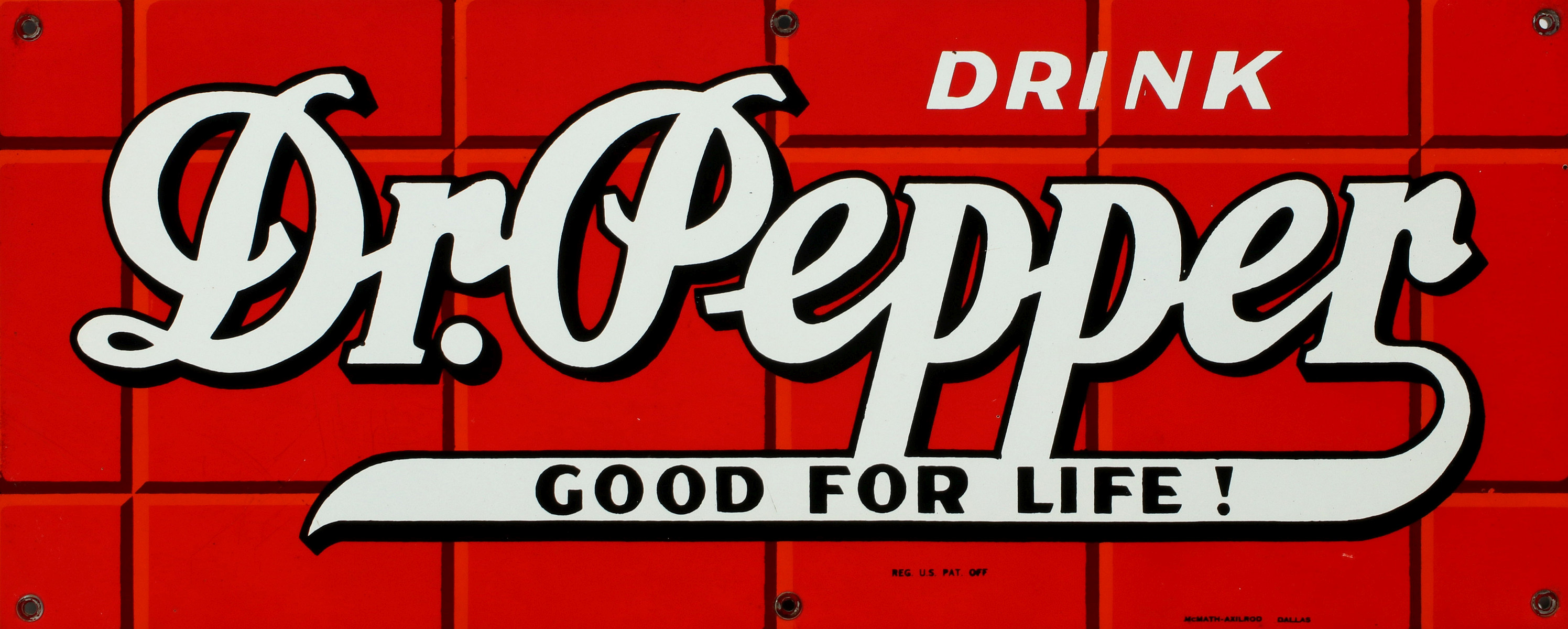 A NICE, SHINY DR. PEPPER 'RED TILE' PORCELAIN SIGN