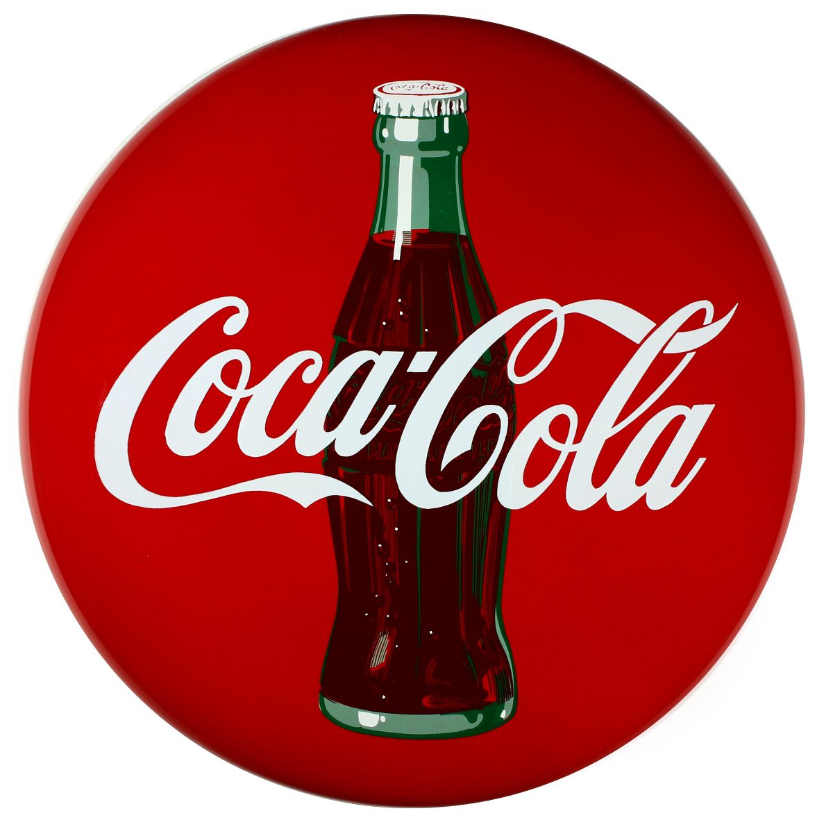 AN EXCEPTIONAL COCA-COLA PORCELAIN BUTTON SIGN