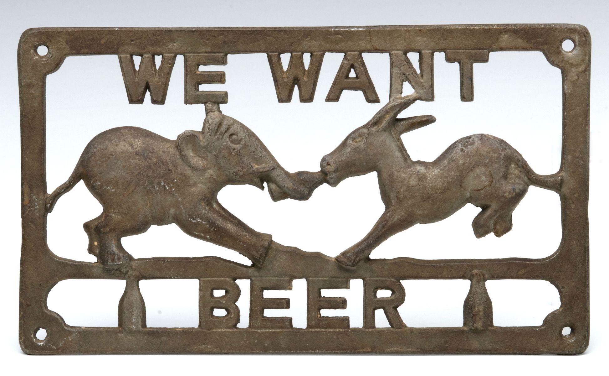 'WE WANT A BEER' AN ORIGINAL PROHIBITION-ERA CAR PLATE