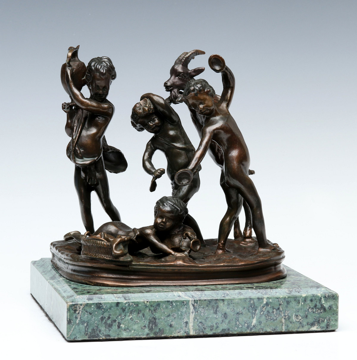 A LATE 20TH CENTURY BACCHANALIA THEME BRONZE GROUP