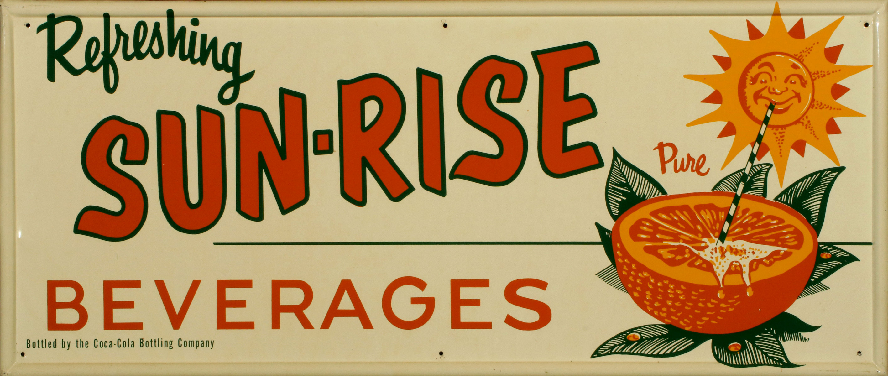 SELF FRAMED TIN SIGN FOR REFRESHING SUN-RISE BEVERAGES