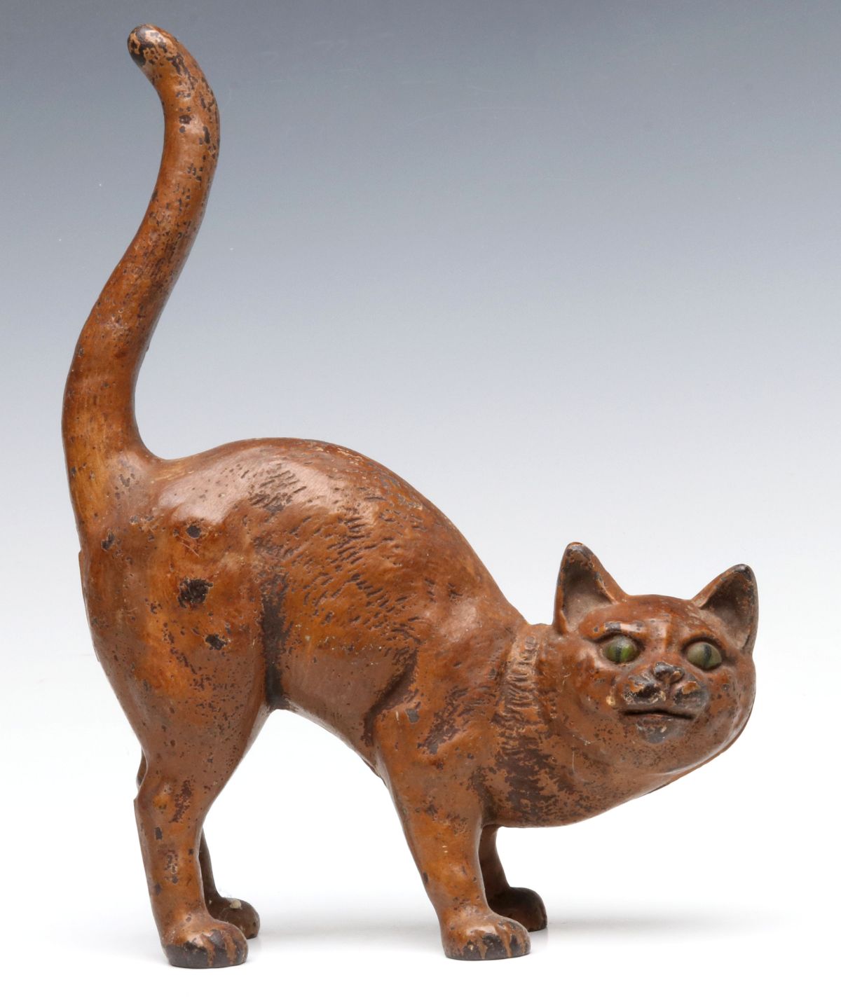 A HUBLEY GREEN-EYED CAT CAST IRON DOORSTOP NO. 216