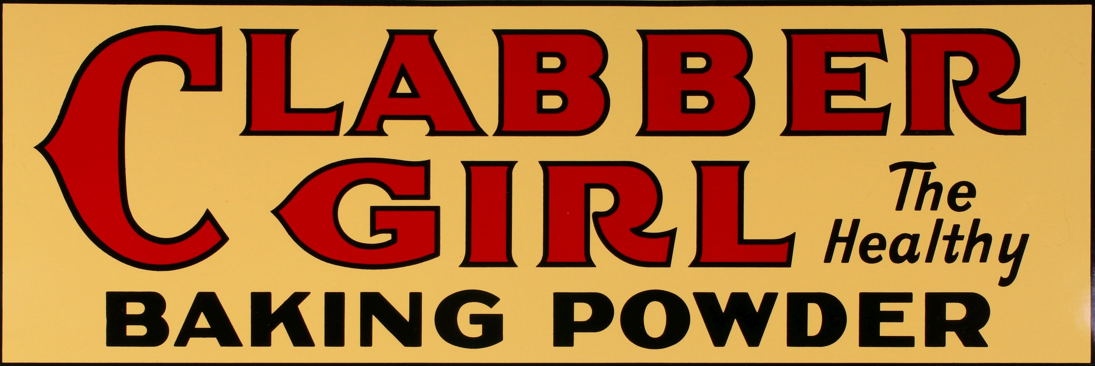 A CLABBER GIRL TIN ADVERTISING SIGN, CIRCA 1920