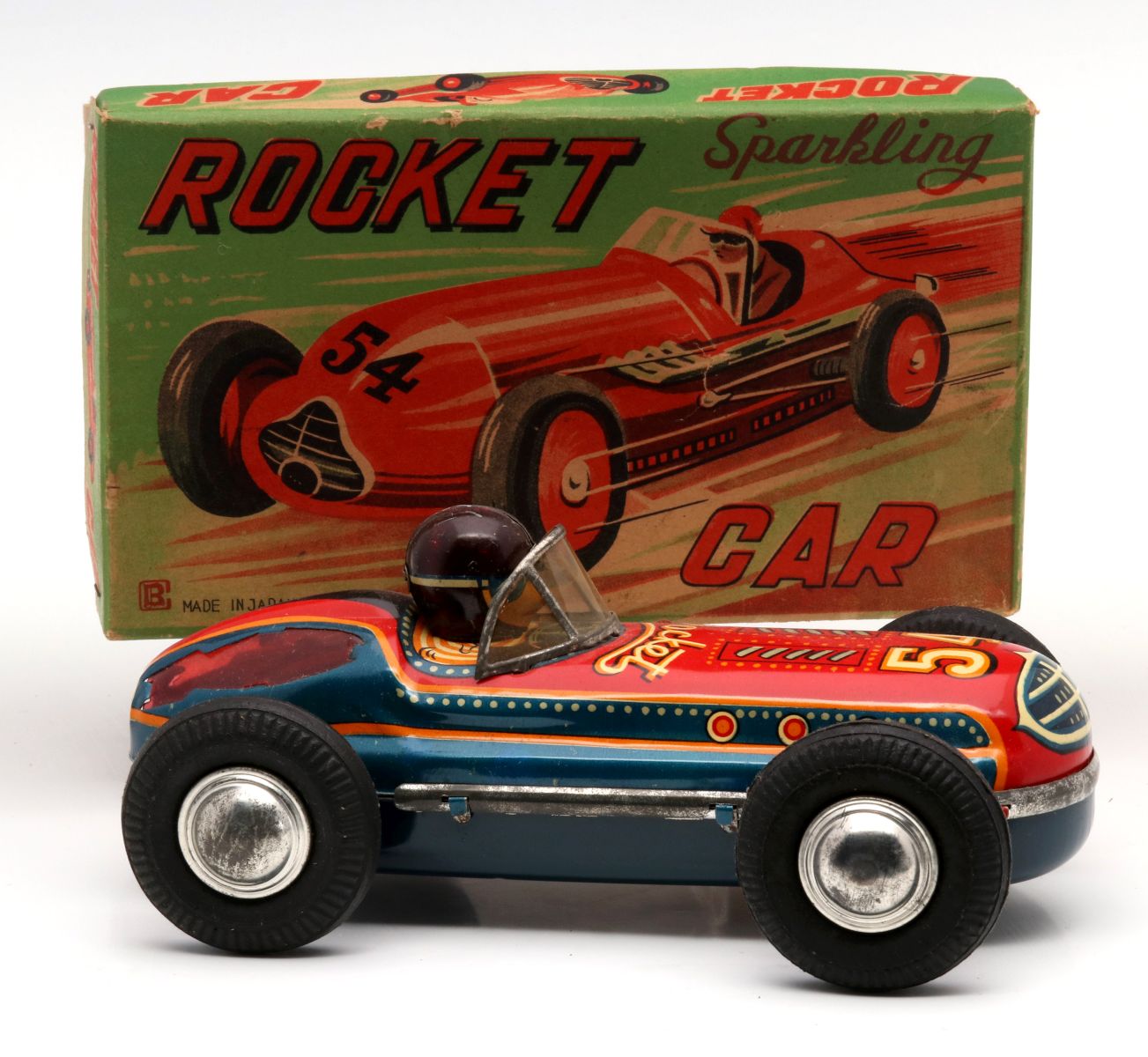 THE SPARKLING ROCKET CAR NUMBER 54 JAPANESE TIN TOY