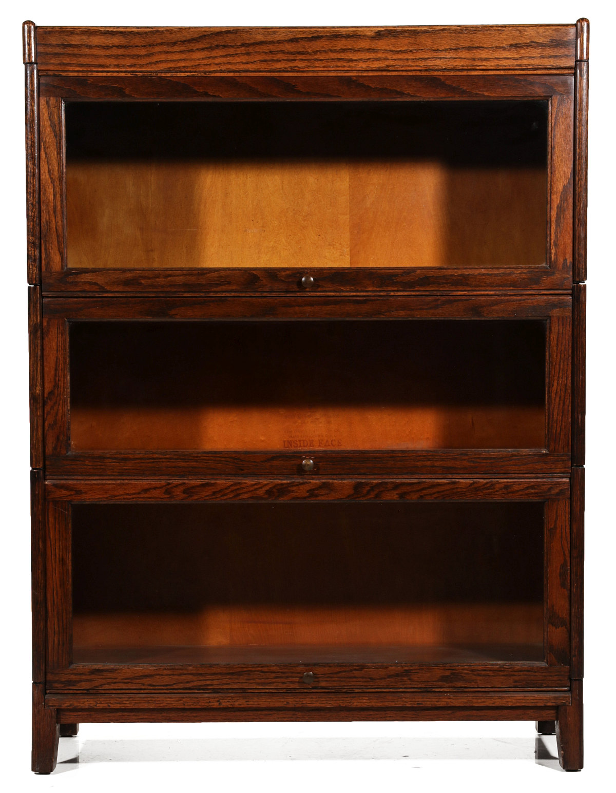 AN OAK GRAND RAPIDS THREE STACK BARRISTER'S BOOK CASE