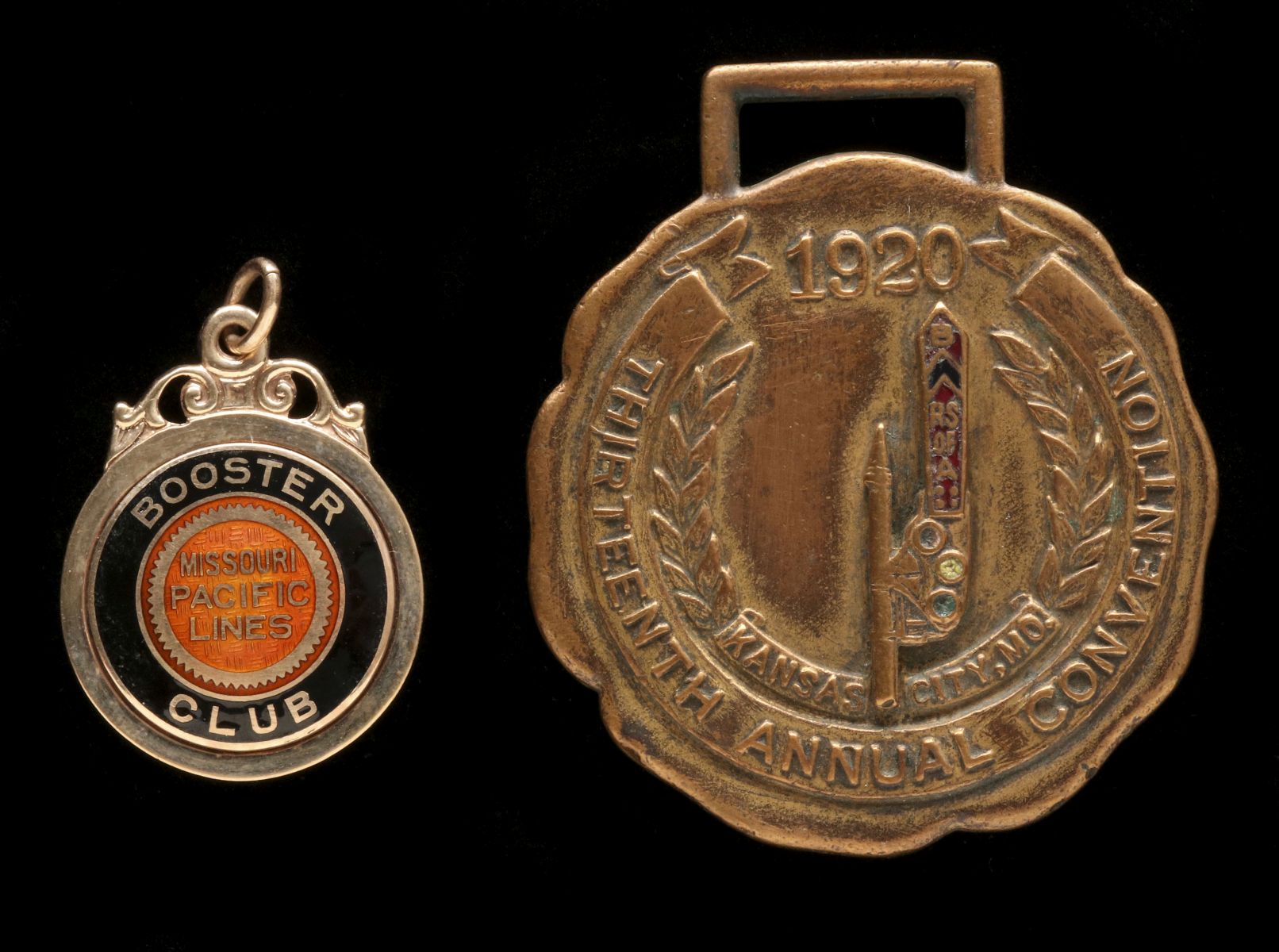 MOPAC RR 10K PENDANT AND BROTHERHOOD OF SIGNALMEN FOB