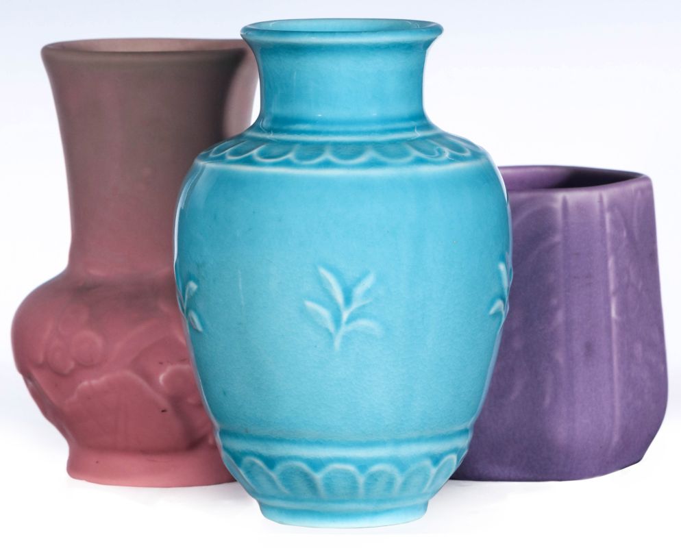 THREE ROOKWOOD ART POTTERY VASES