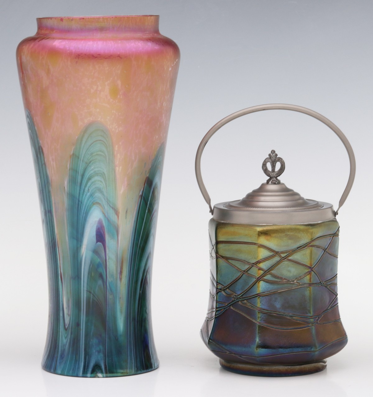 RINDSKOPF AUSTRIAN ART GLASS VASE | KRALIK BISCUIT JAR