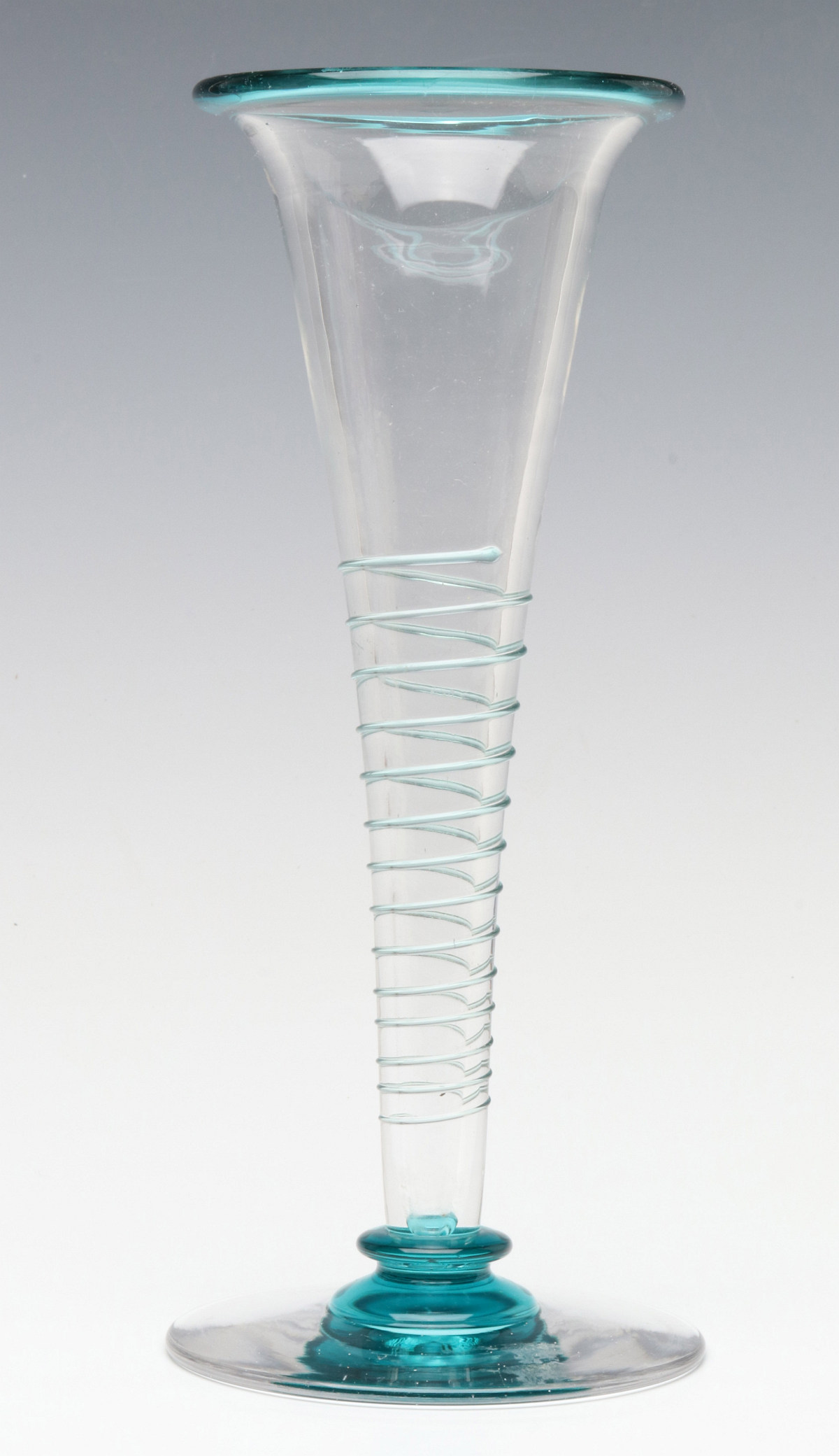 A STEUBEN CRYSTAL VASE WITH CELESTE BLUE APPLIQUES