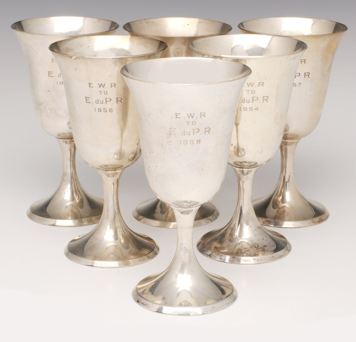 SIX KIRK STIEFF STERLING SILVER WATER GOBLETS