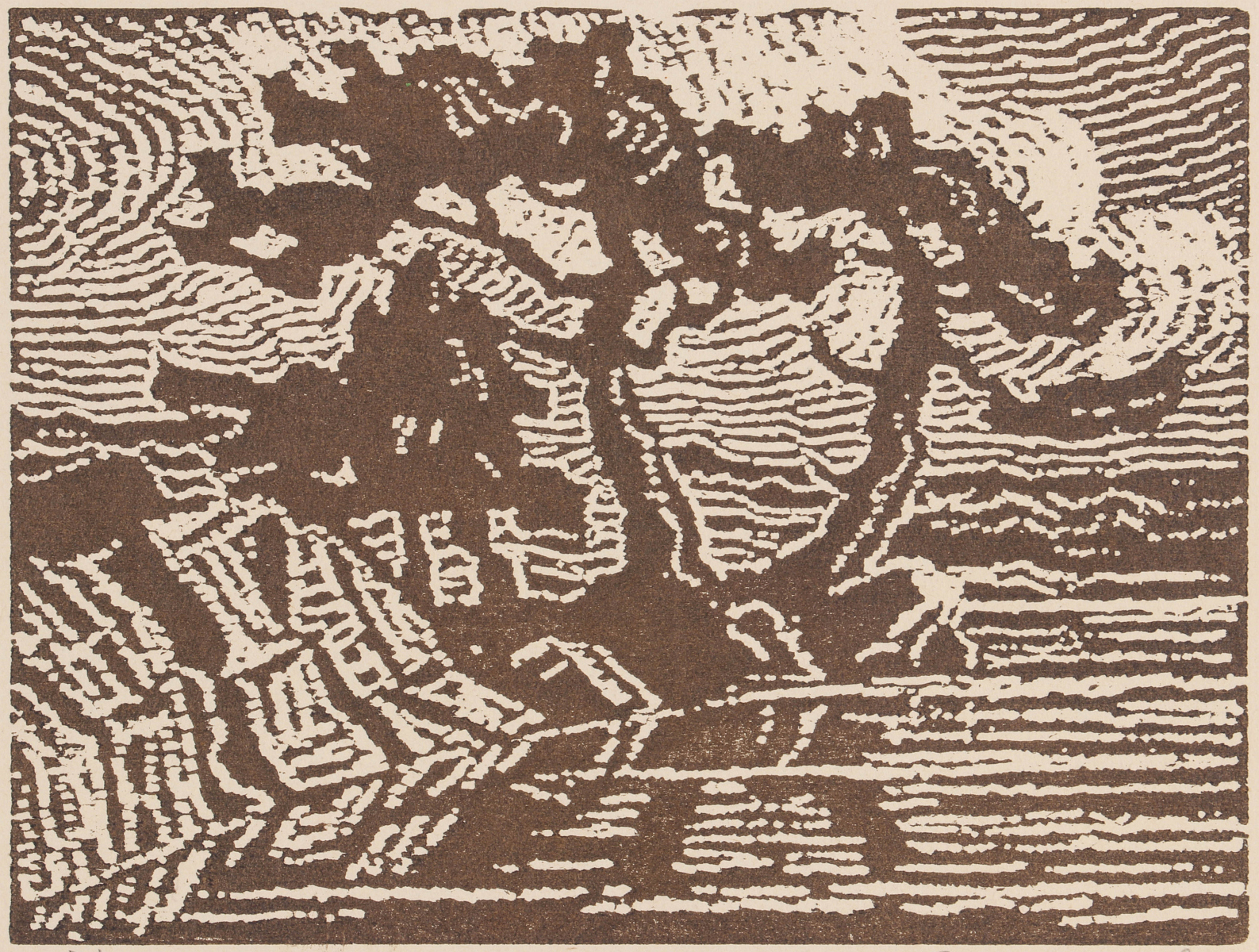 BIRGER SANDZEN (1871-1954) SEPIA NAILHEAD BLOCK PRINT