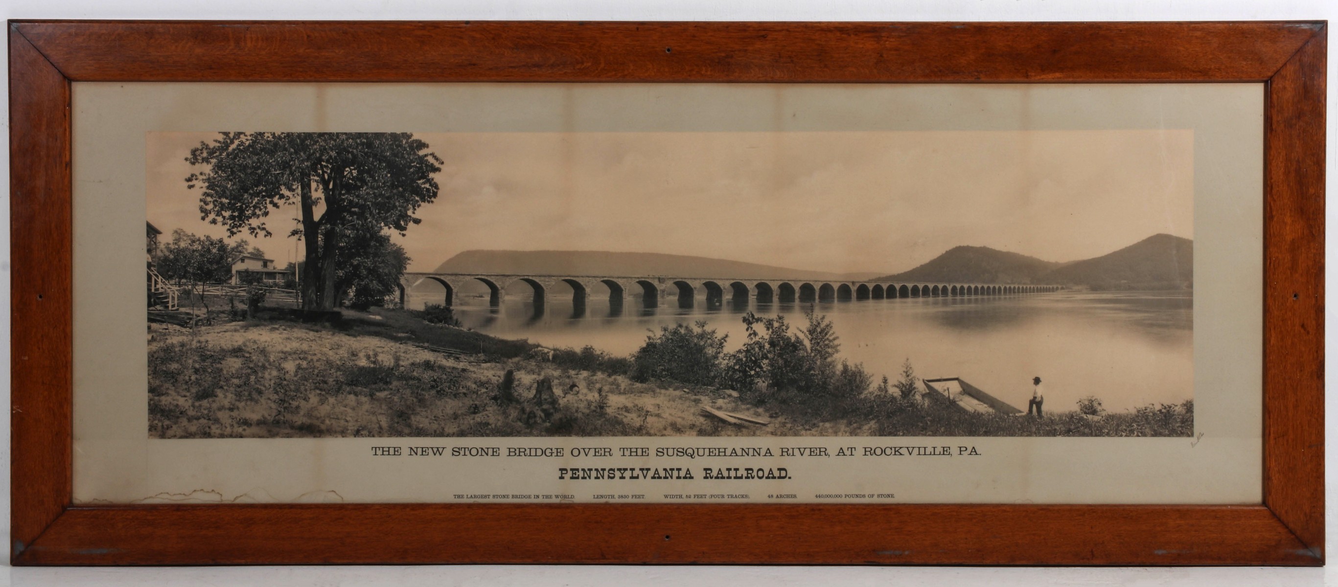 A WILLIAM RAU PHOTOGRVURE OF BRIDGE ON PENNSYLVANIA RR