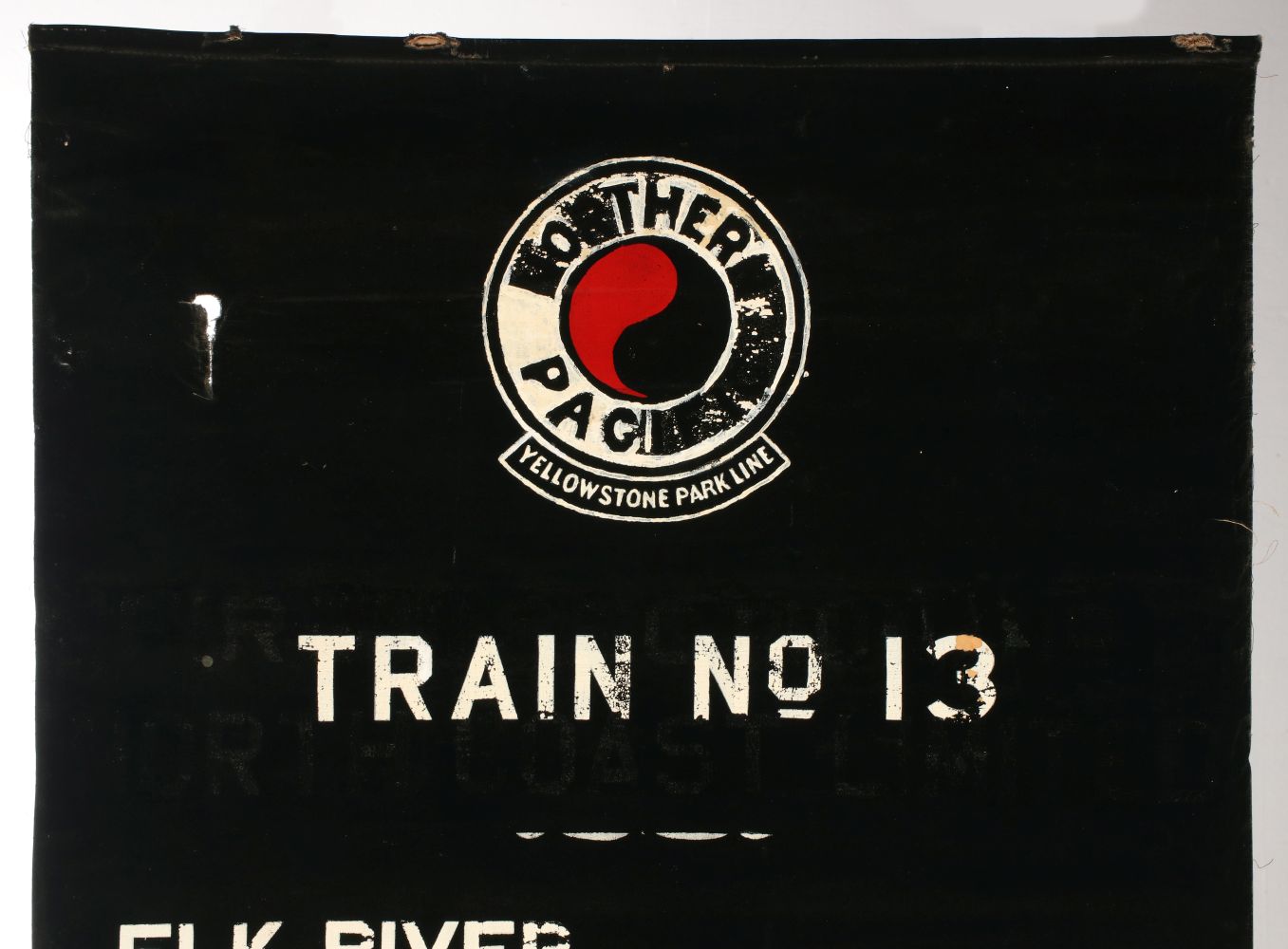 A PAINTED GATE SIGN FOR NORTHERN PACIFIC YELLOWSTONE