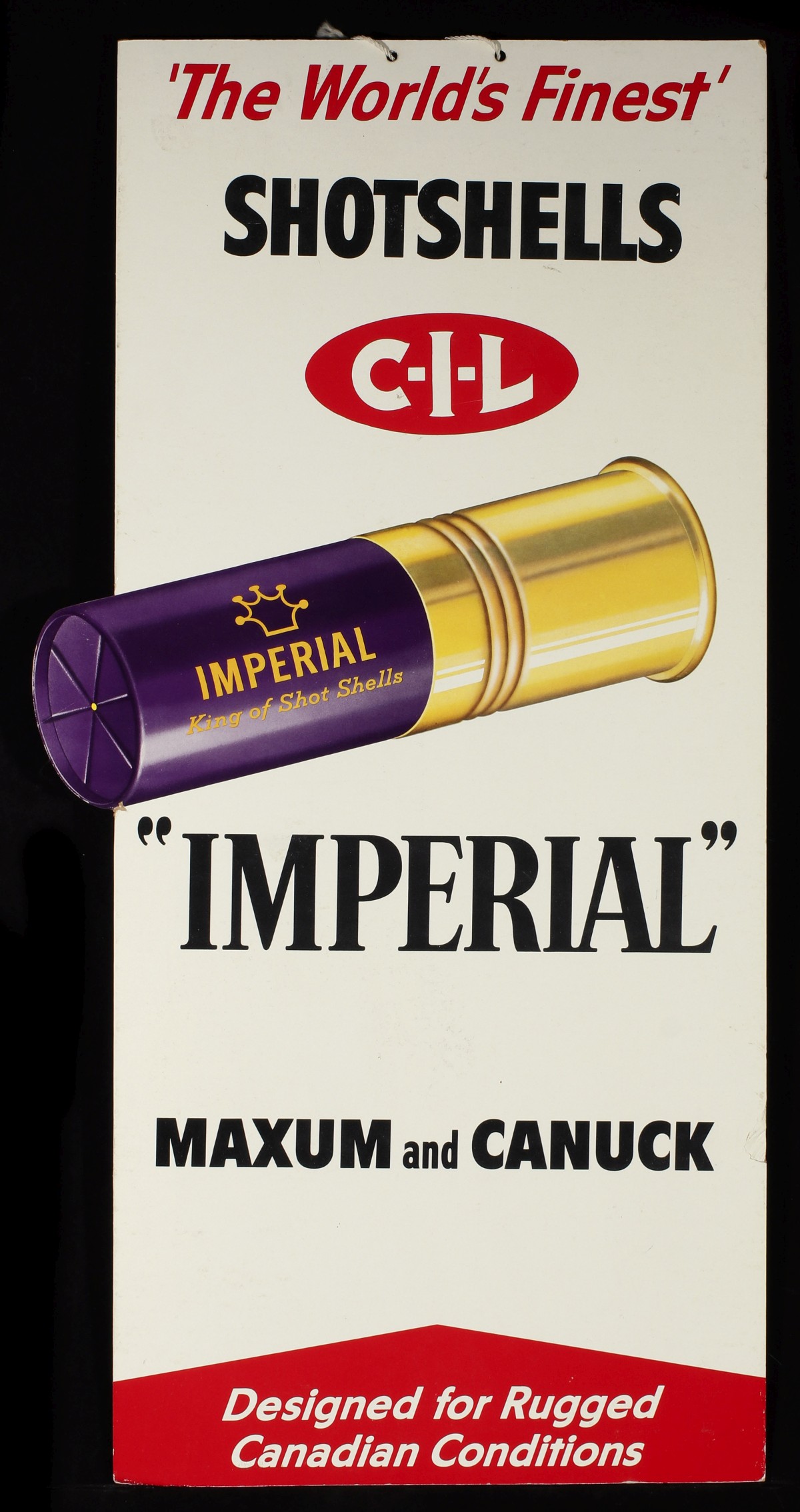 A DIE-CUT STANDEE IMPERIAL SHOTSHELLS ADVERTISING SIGN