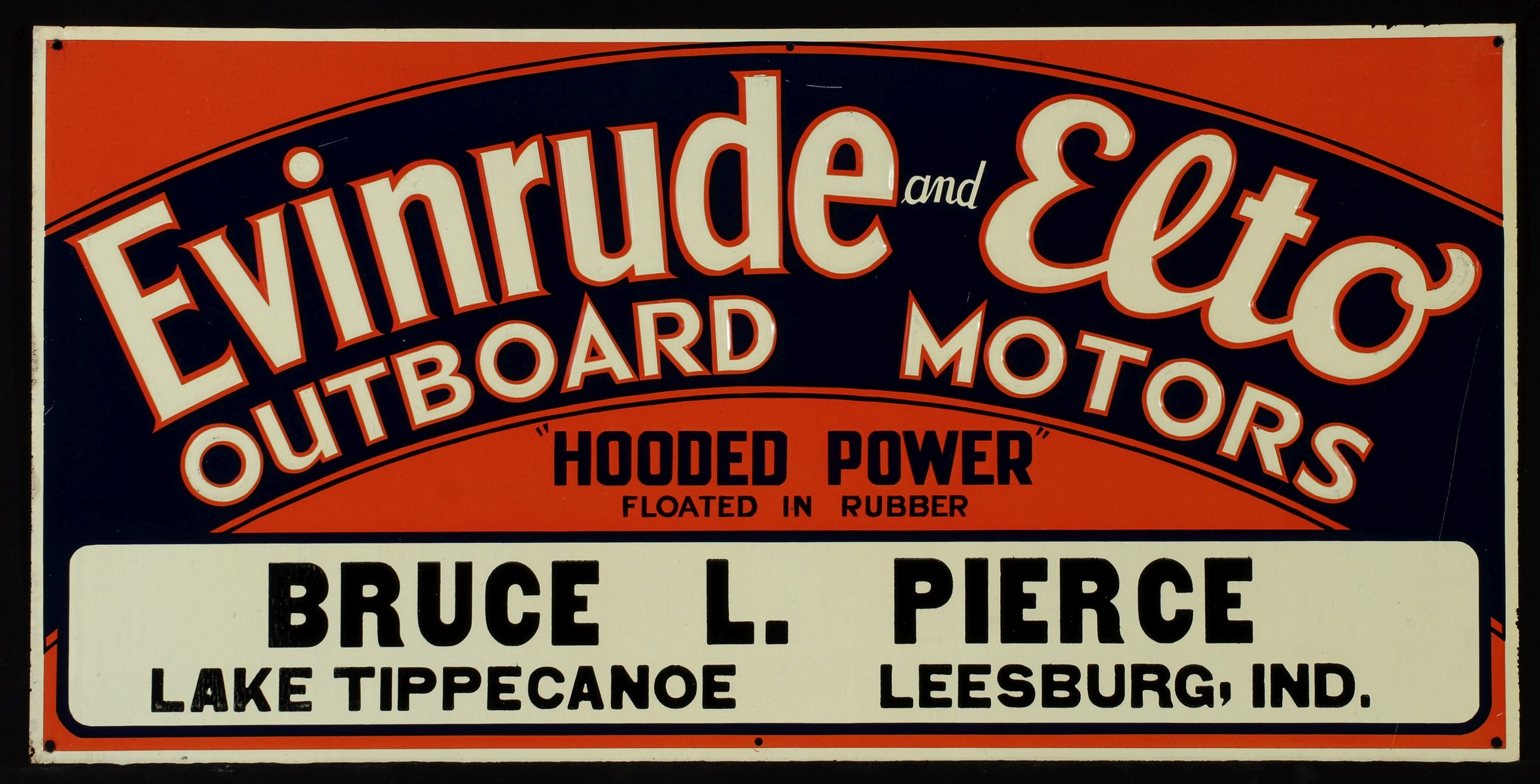 A NICE 1930s EVINRUDE AND ELTO MOTORS ADVERTISING SIGN