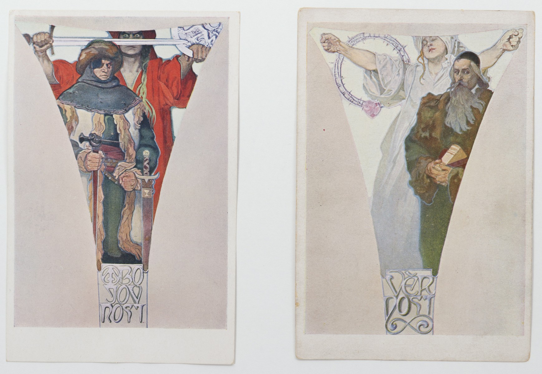 NINE POST CARDS AFTER ALPHONSE MUCHA MURALS