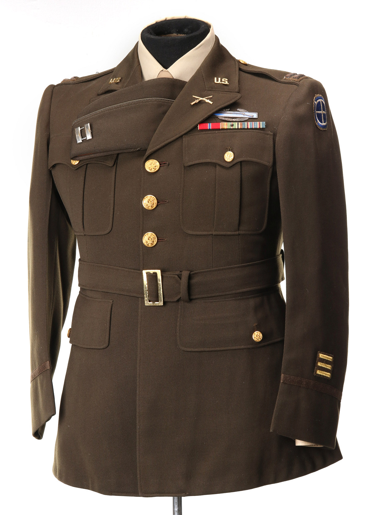 CAPT. UNIFORM, 35TH INF DIV., EUROPE, CASED BRONZE STAR