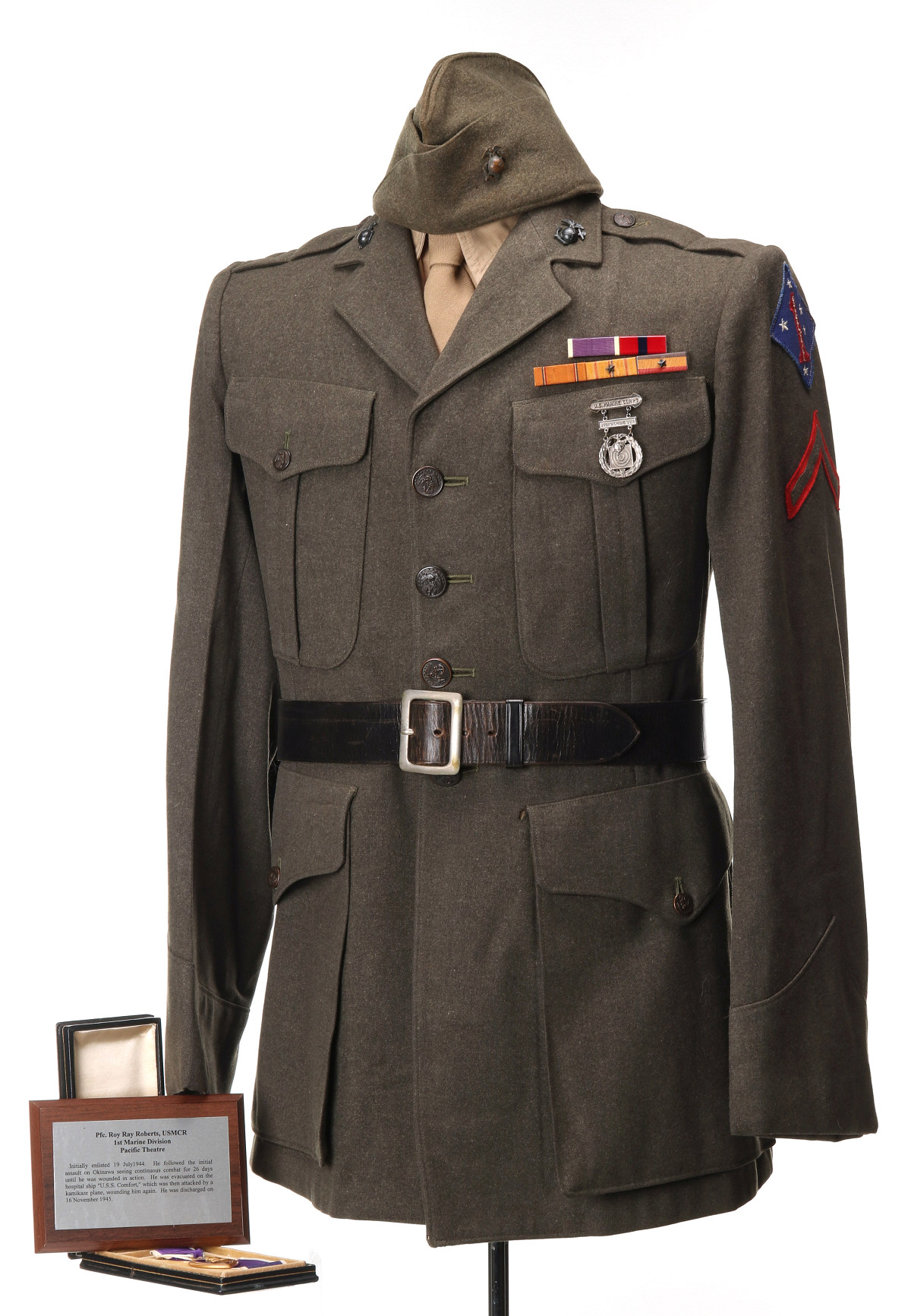 PFC. ROY RAY ROBERTS UNIFORM AND PURPLE HEART