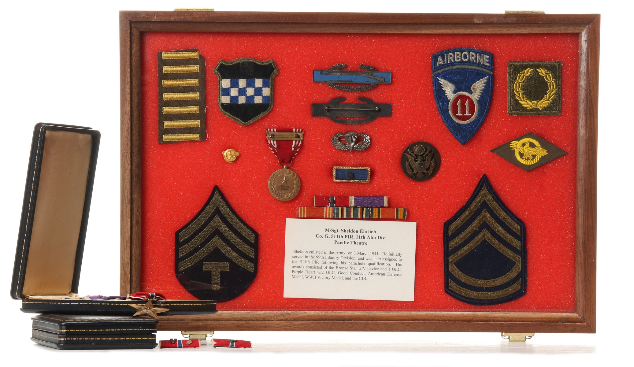 M/SGT EHRLICH AIRBORNE CASED BRONZE STAR, PURPLE HEART