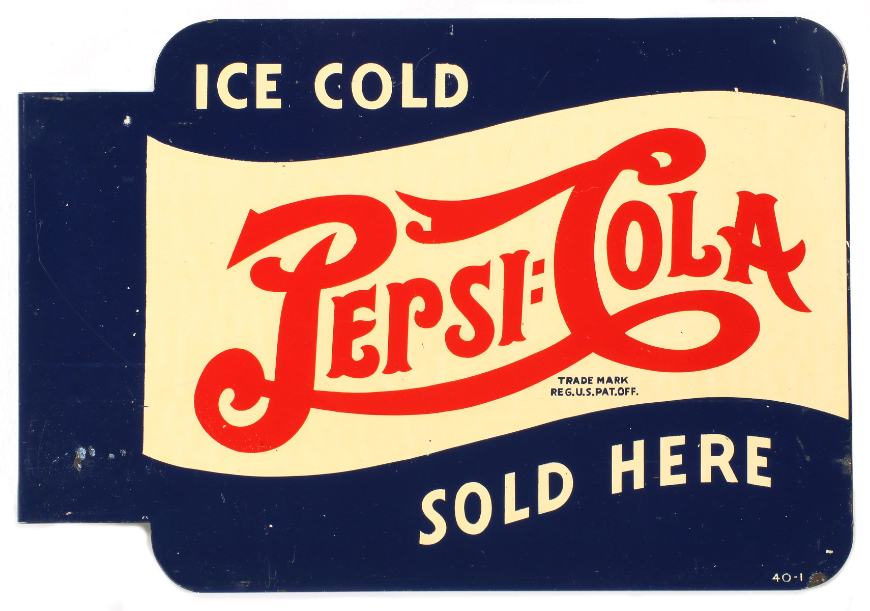 A PEPSI-COLA DOUBLE DOT FLANGE ADVERTISING SIGN