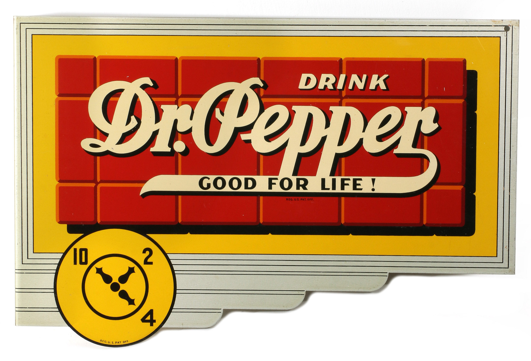 A GOOD DR PEPPER ADVERTISING FLANGE SIGN