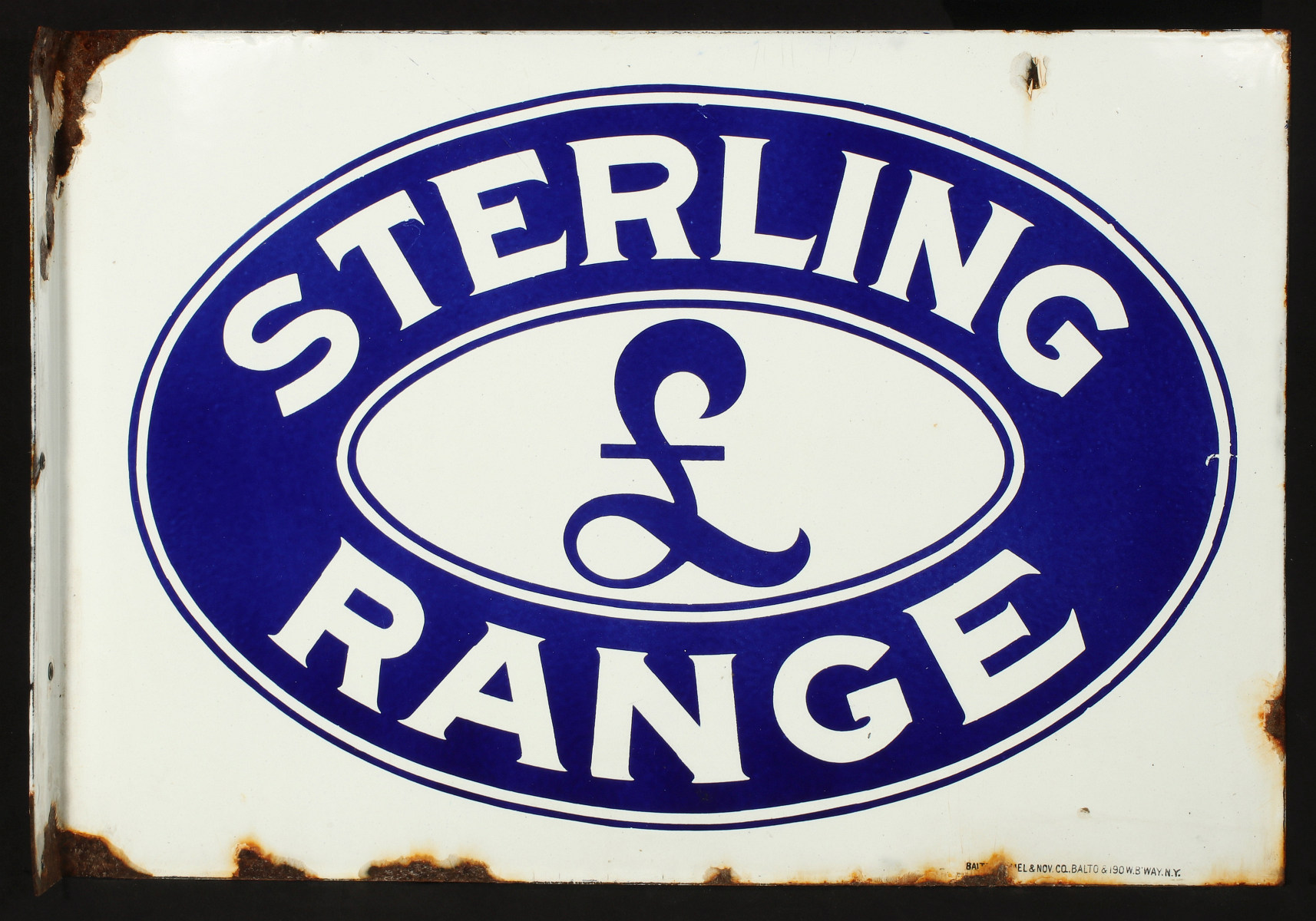 A VINTAGE STERLING RANGE ADVERTISING FLANGE SIGN