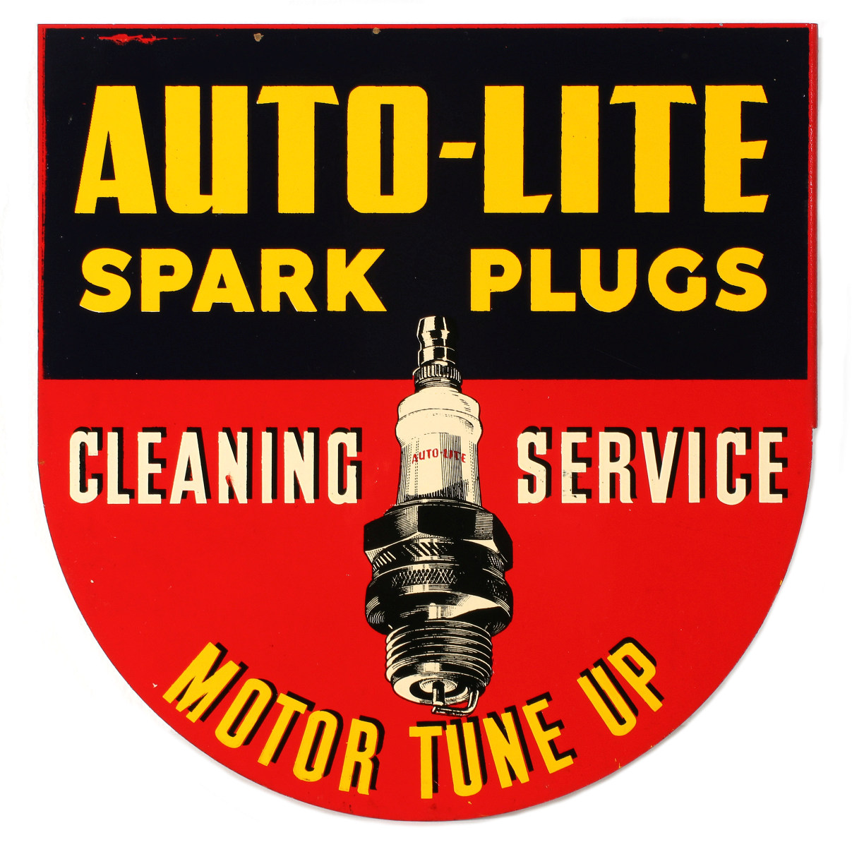 A BRIGHT SHINY MID 20TH C AUTO-LITE SPARK PLUGS FLANGE
