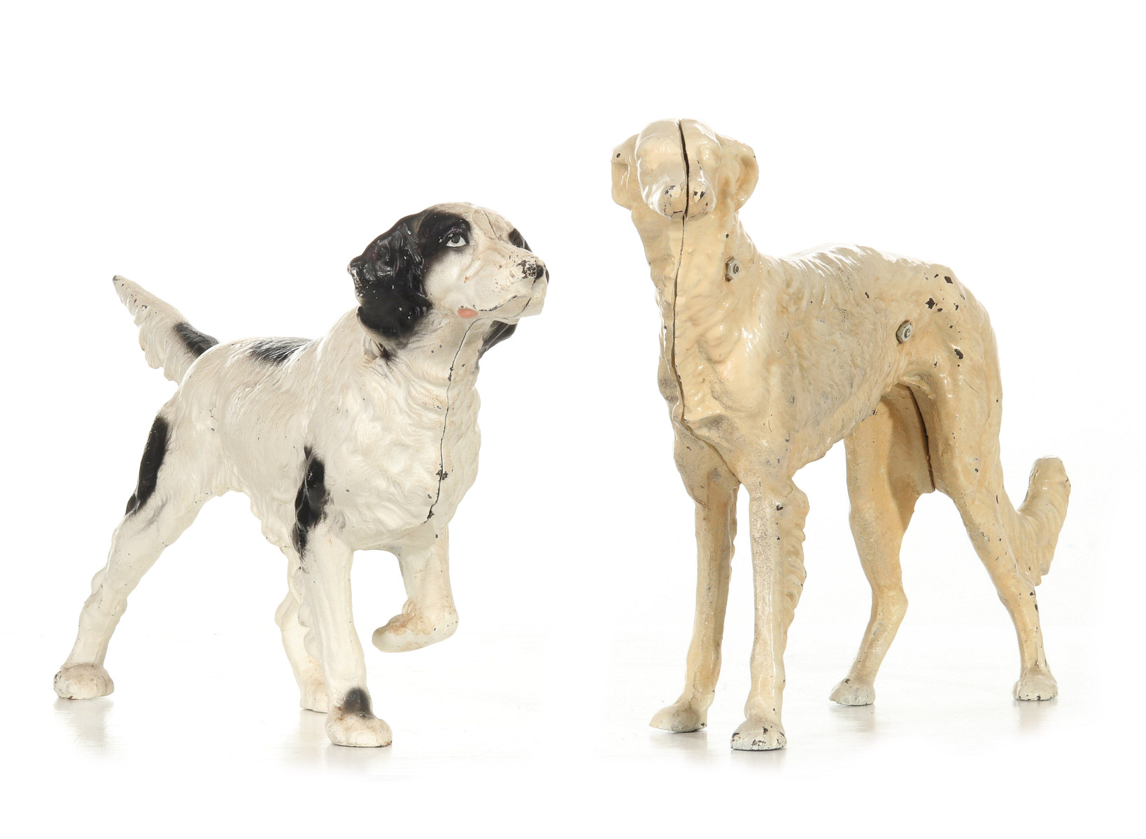 HUBLEY SETTER AND BORZOI CAST IRON DOG DOORSTOPS