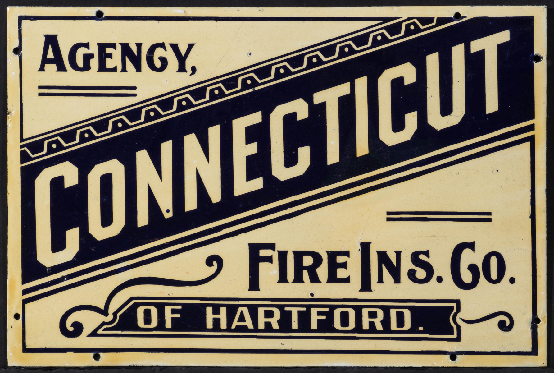 A PORCELAIN ENAMEL SIGN FOR CONNECTICUT FIRE INSURANCE