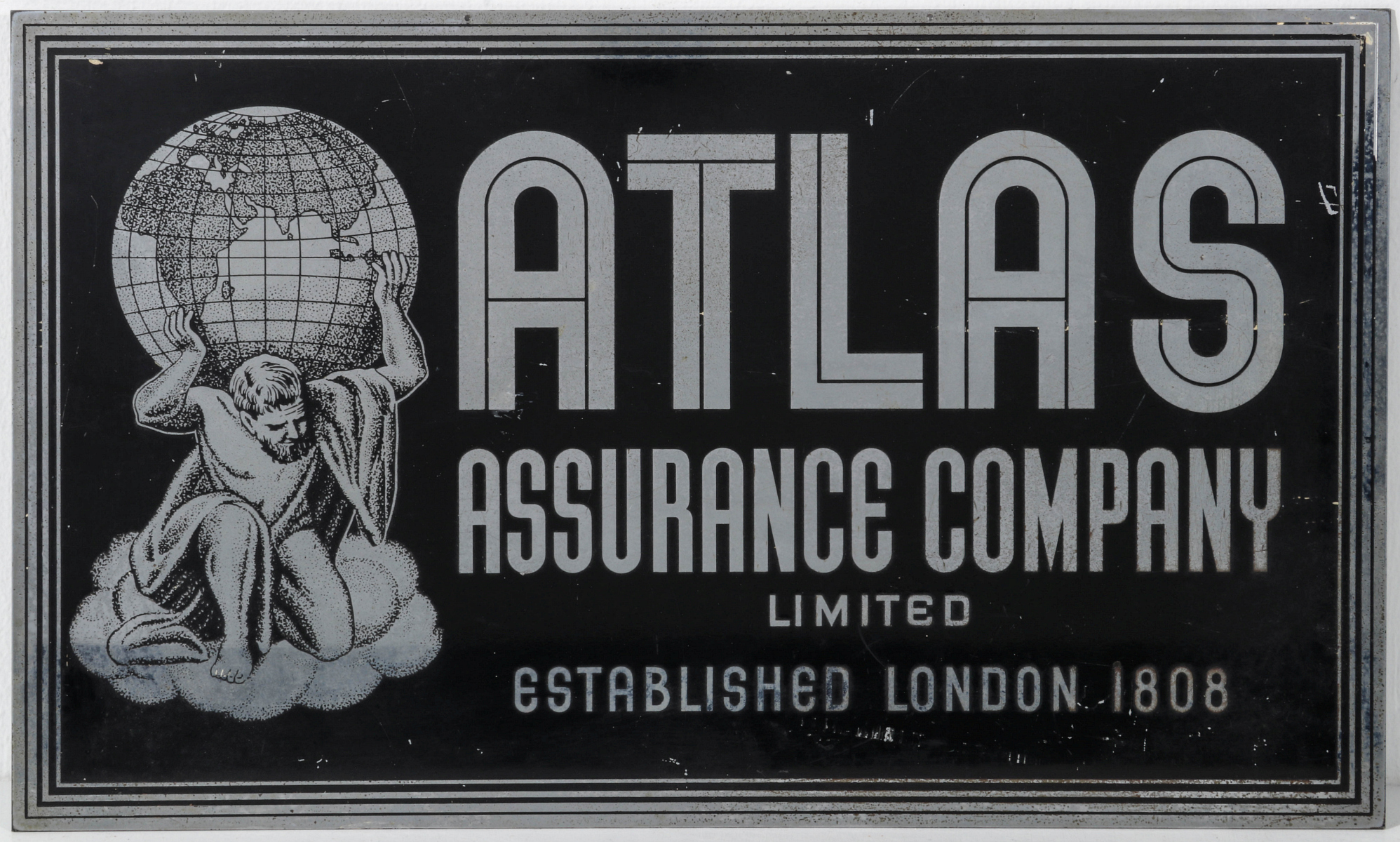 AN ART DECO INFLUENCE ATLAS ASSURANCE COMPANY SIGN