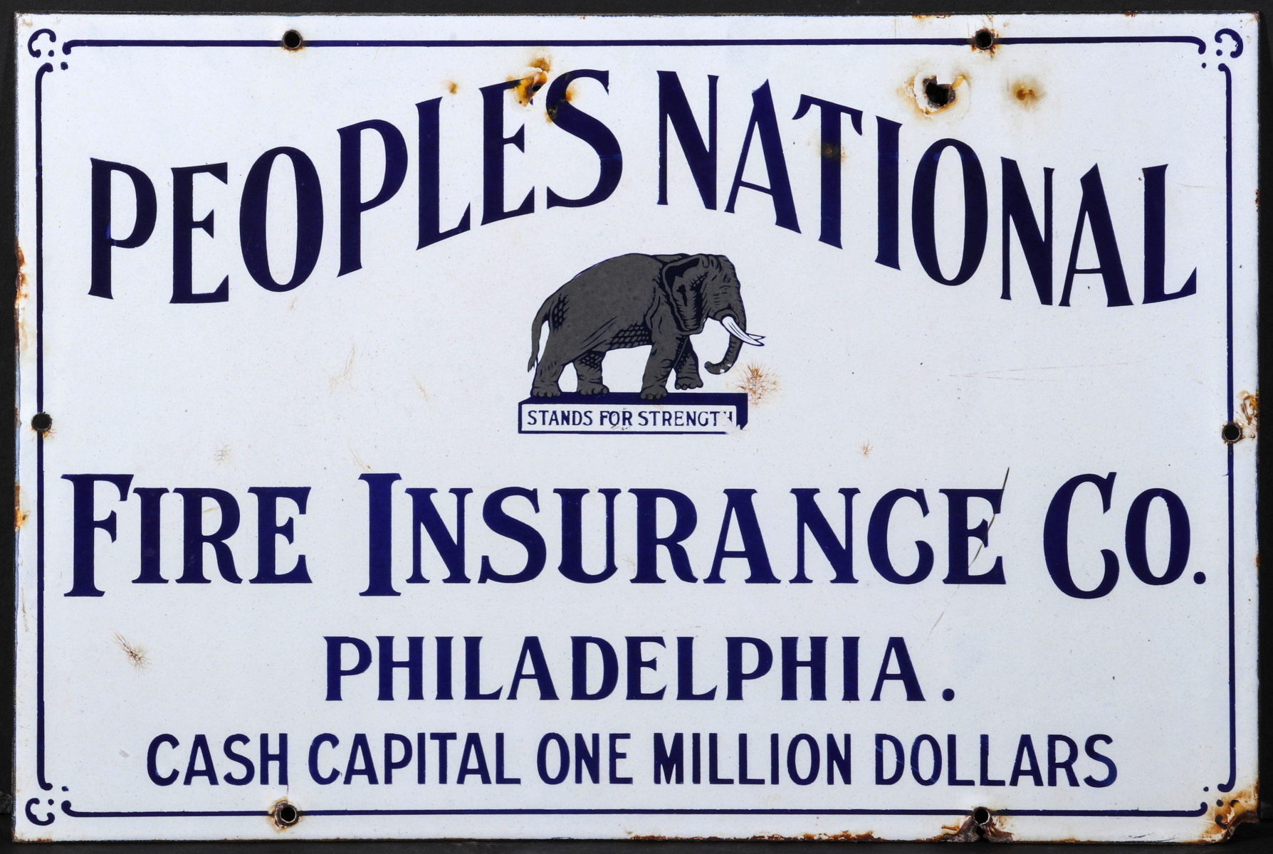 PORCELAIN ENAMEL SIGN FOR PEOPLE'S NATIONAL INSURANCE