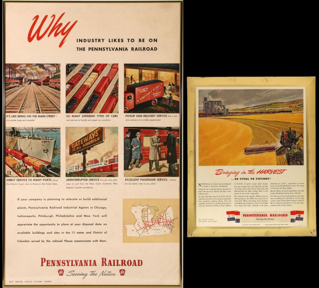 PENNSYLVANIA RAILROAD ADVERTISING POSTER AND SIGN