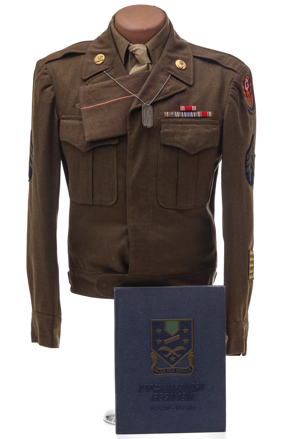 T/SGT HOWARD GROOM IKE JACKET UNIFORM, TAG, BARS, CAP