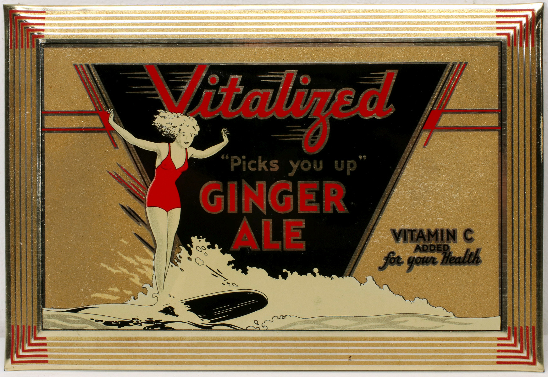 A SELF FRAMED SIGN FOR VITALIZED GINGER ALE