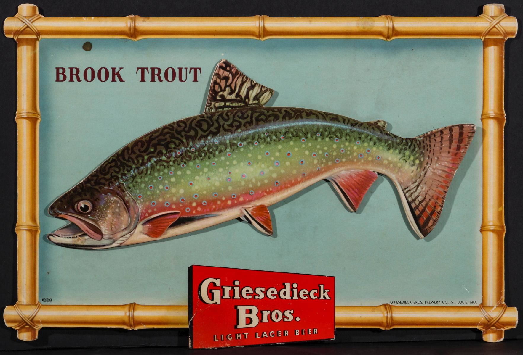 A GRIESEDIECK BROS. BREWERY DIE CUT ADVERTISING SIGN