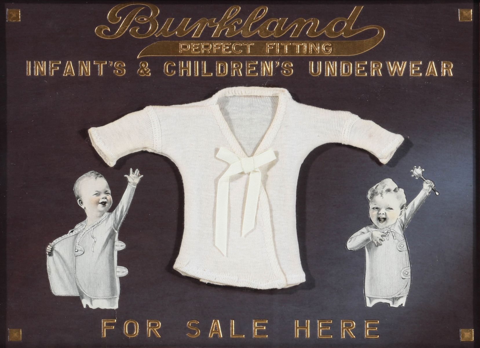 BURKLAND INFANT'S AND CHILDREN'S SAMPLE UNDERWEAR SIGN