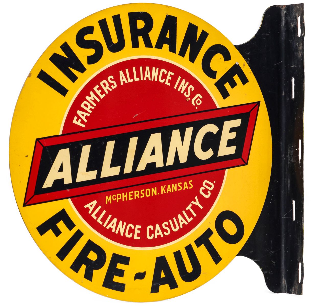 A CIRCULAR FLANGE SIGN FOR FARMER'S ALLIANCE INSURANCE