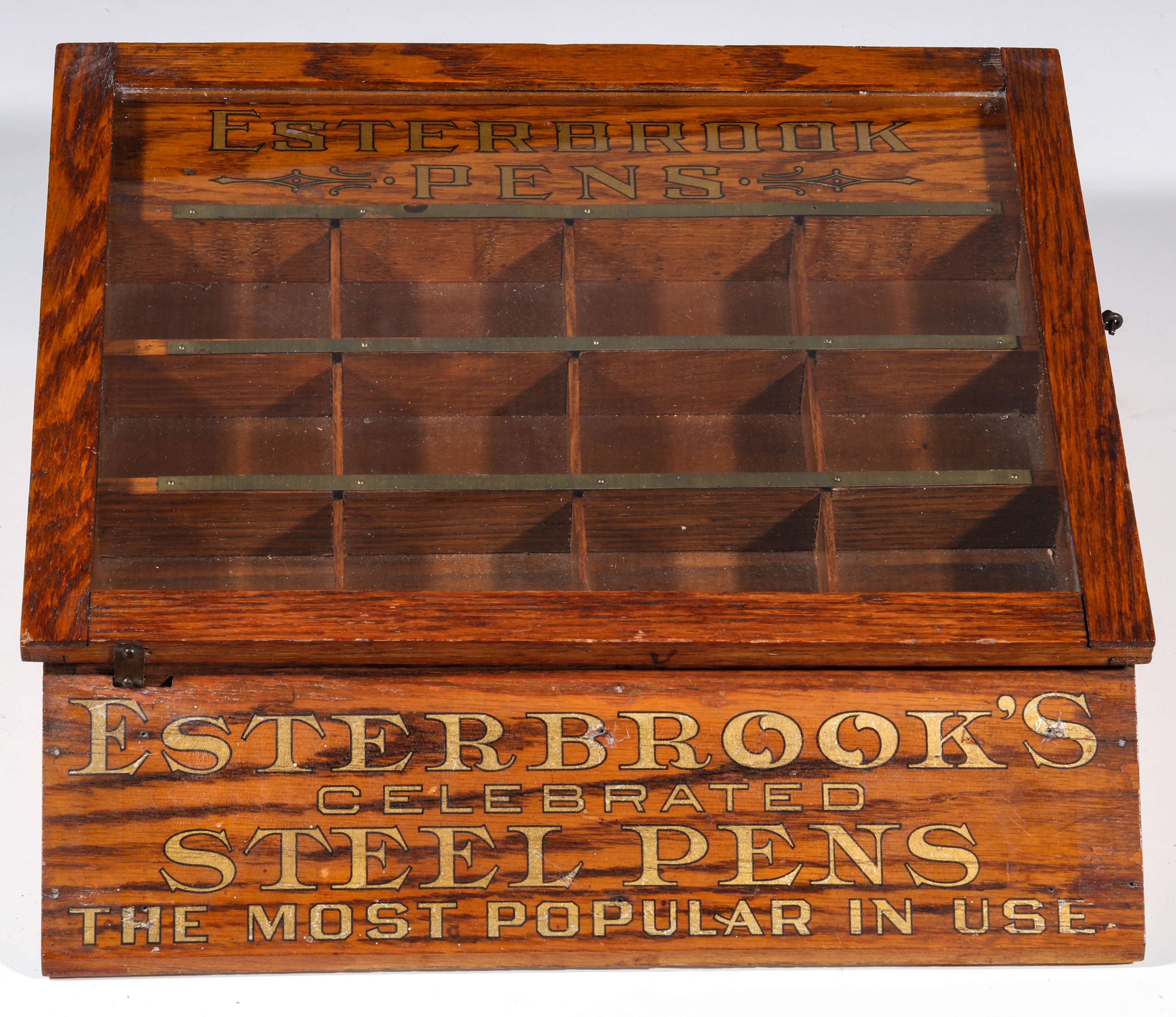 AN ESTERBROOK'S CELEBRATED STEEL PENS OAK SHOWCASE