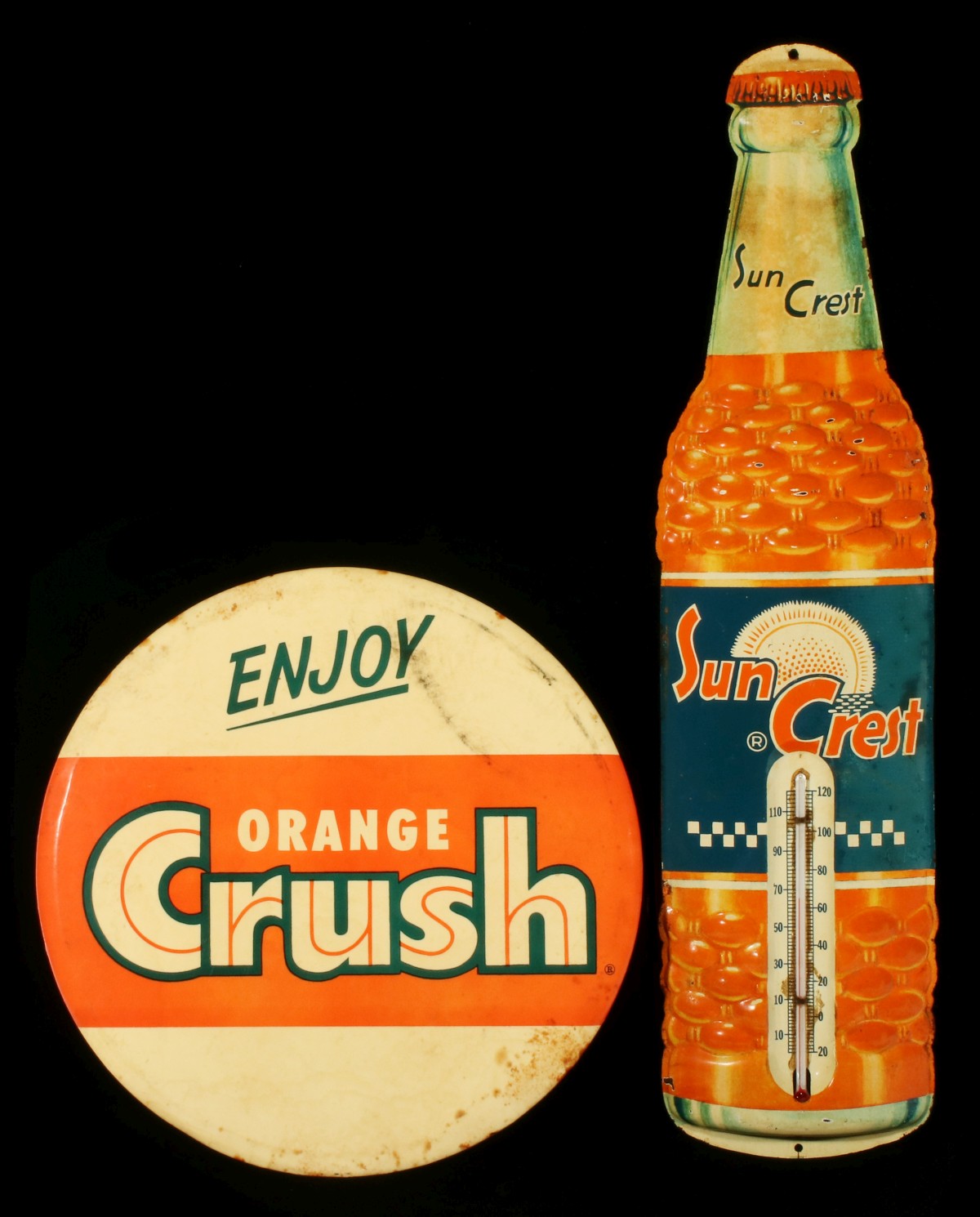 ORANGE CREST AND SUN CREST VINTAGE SODA COLLECTIBLES