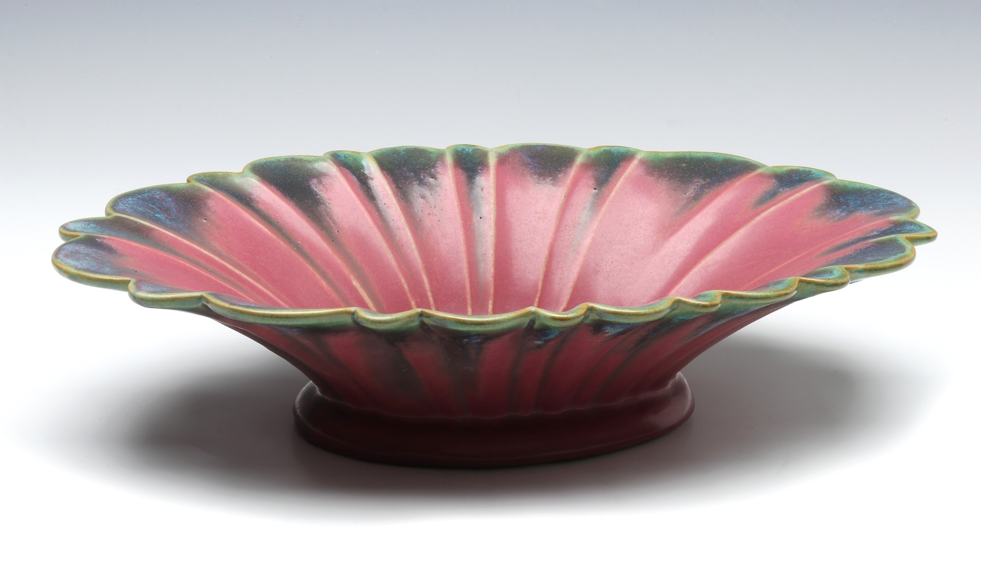 A THREE COLOR FULPER ART POTTERY CONSOLE BOWL