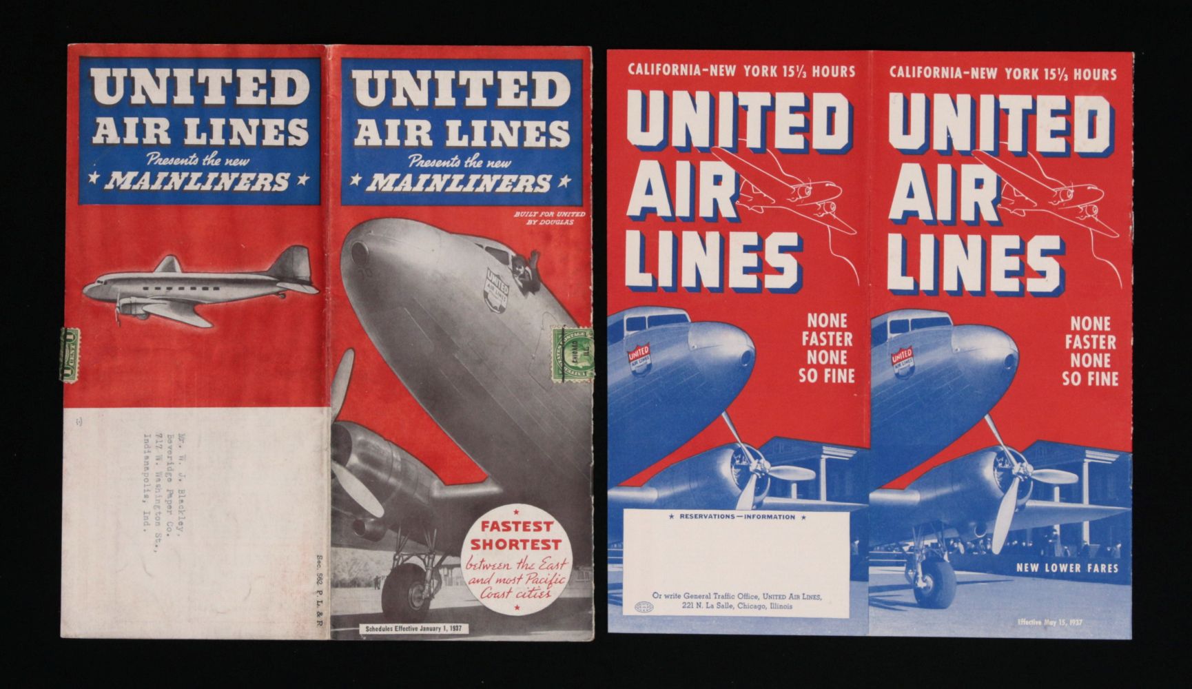 VINTAGE UNITED AIRLINES BROCHURES, SCHEDULES, ETC.