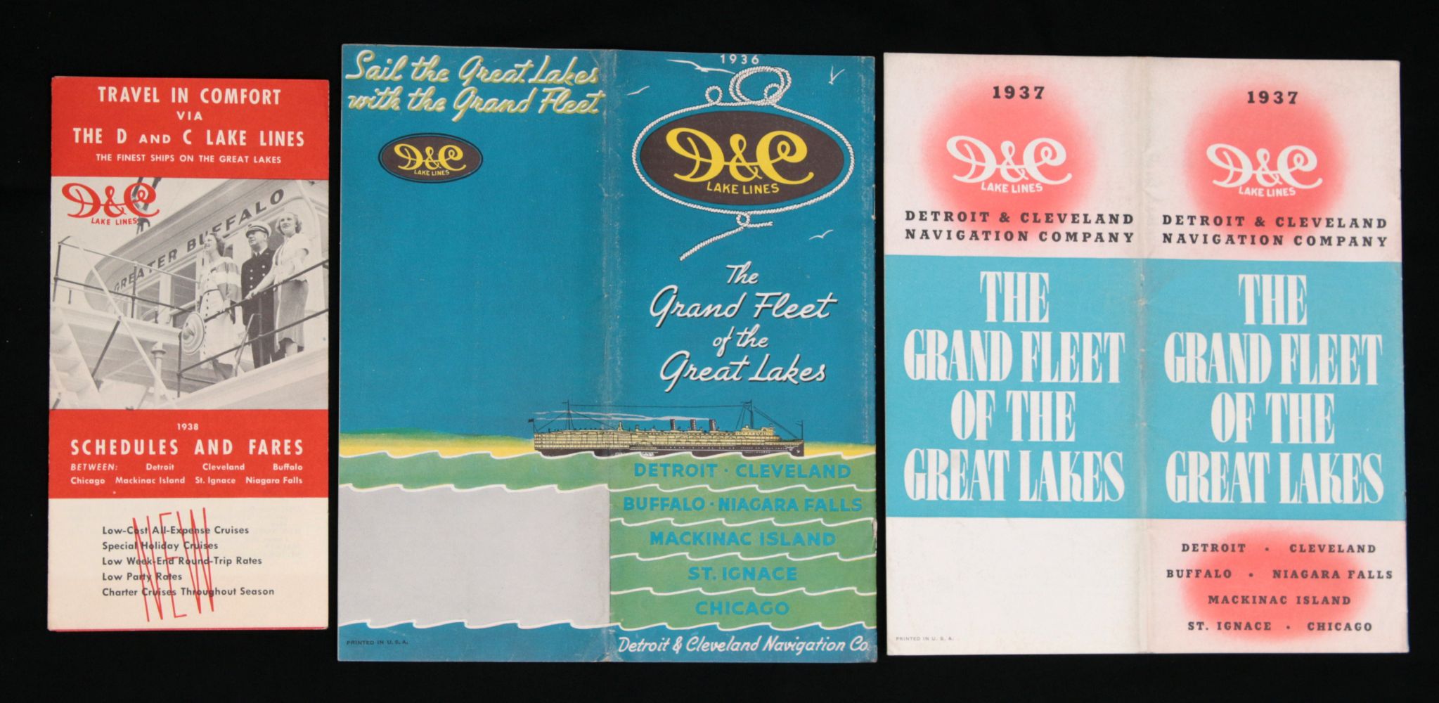 DETROIT & CLEVELAND STEAMSHIP LINE TRAVEL BROCHURES