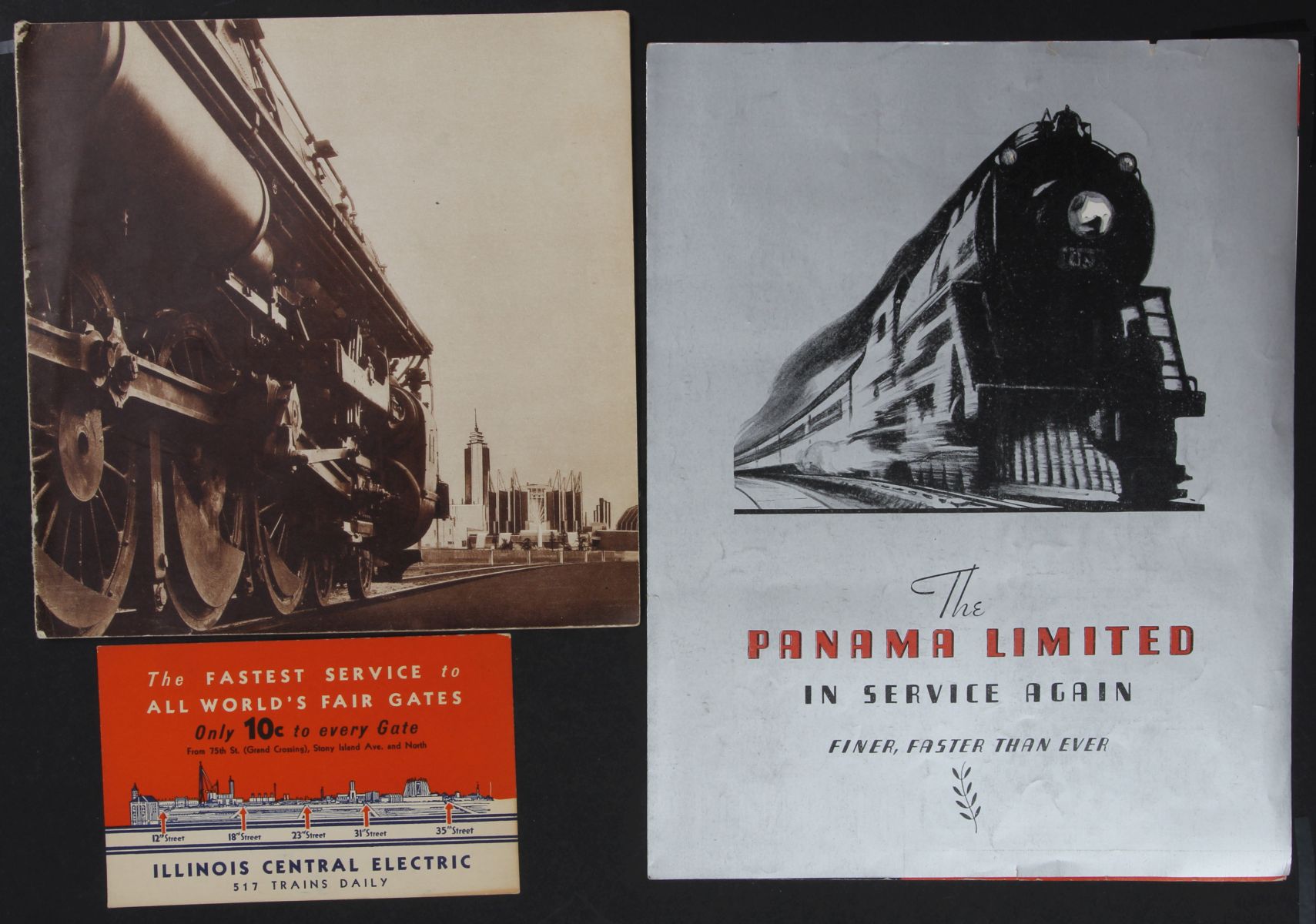 EARLY TO MID 20TH CENT ILLINOIS CENTRAL RR EPHEMERA