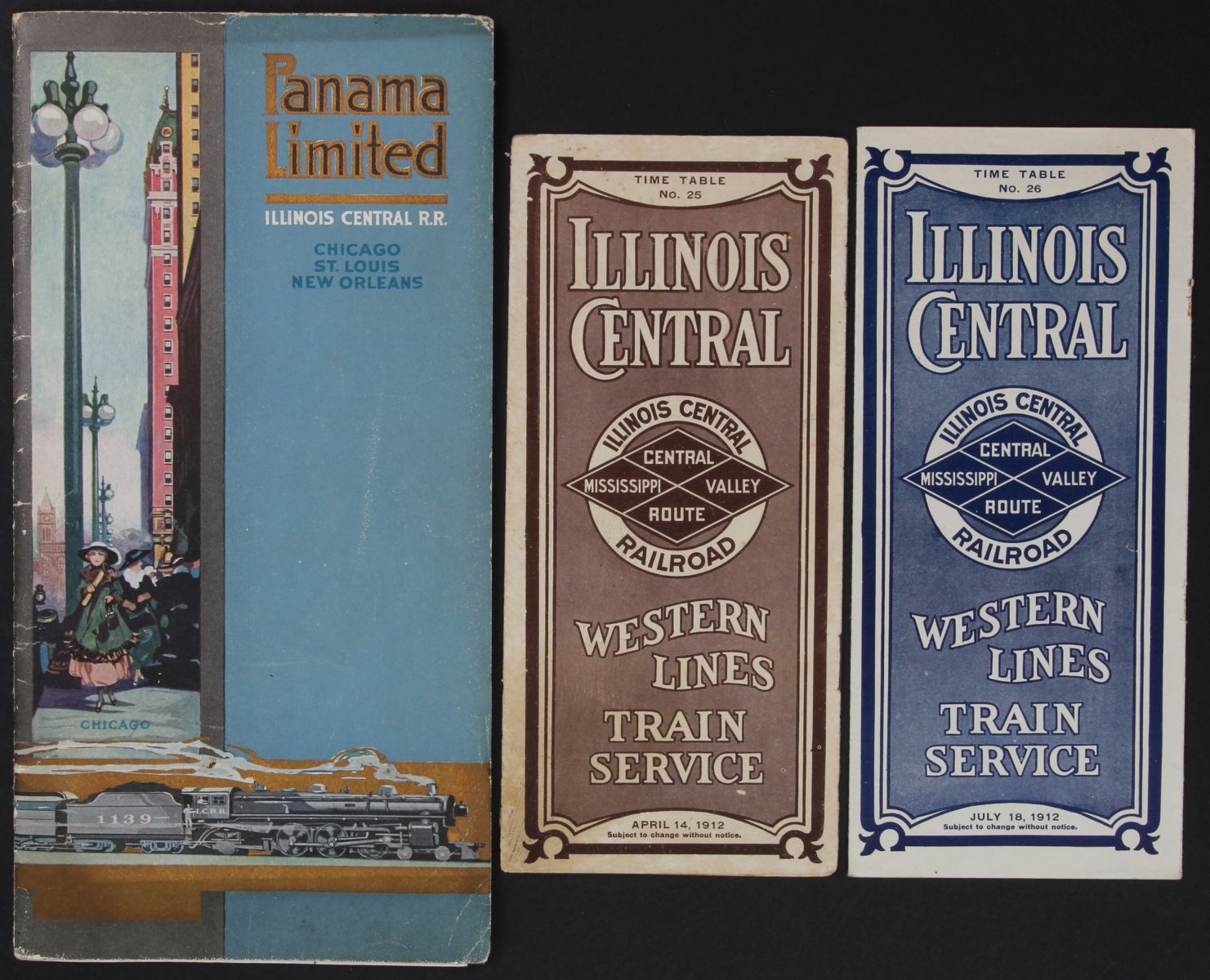 EARLY TO MID 20TH CENT ILLINOIS CENTRAL RR EPHEMERA