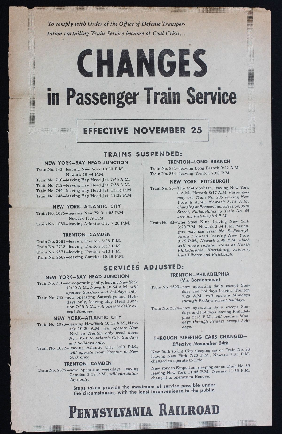 POST WAR ERA PENNSYLVANIA RAILROAD EPHEMERA COLLECTION