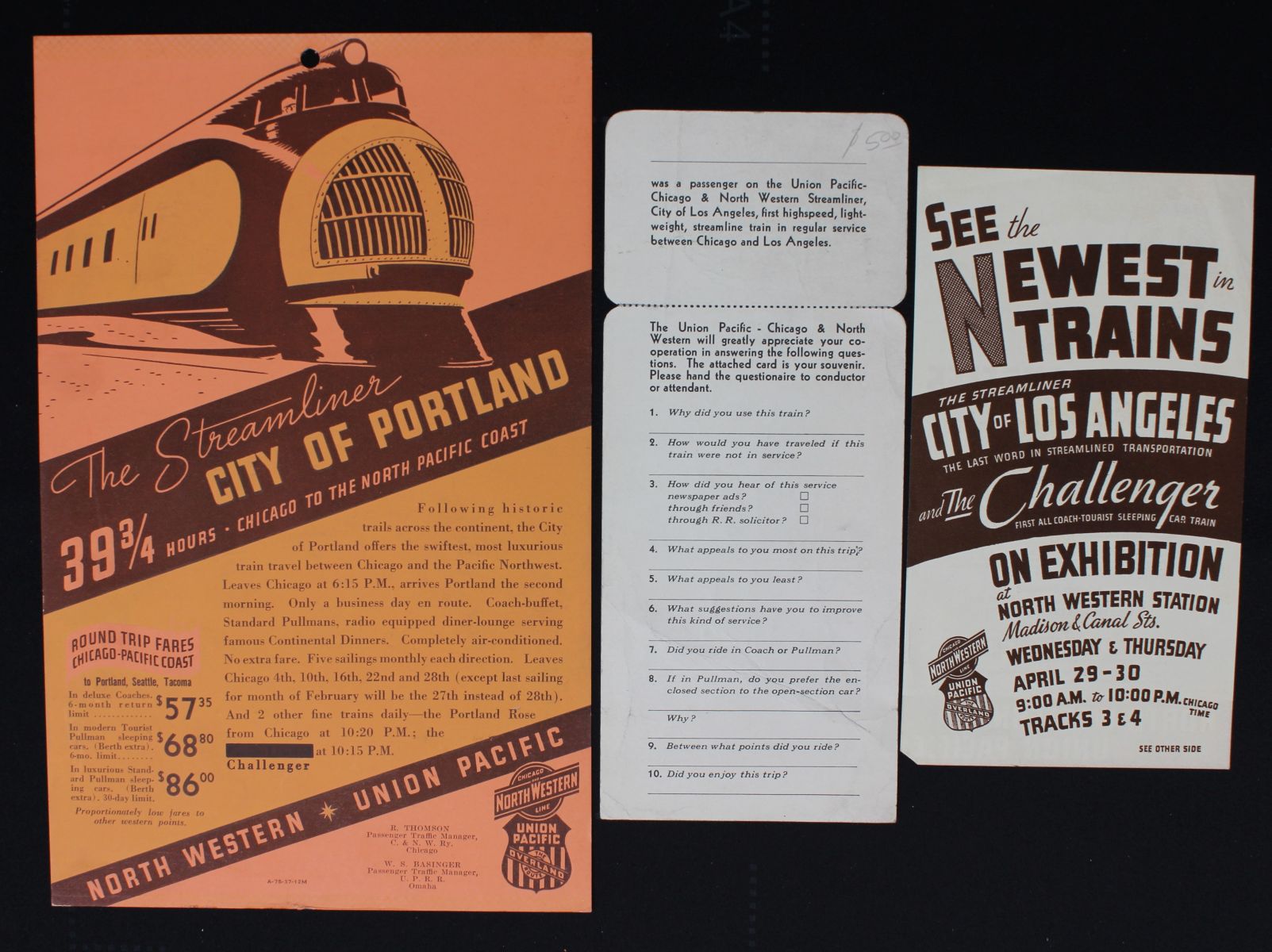 A COLLECTION OF UNION PACIFIC STREAMLINER MEMORABILIA